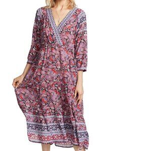 Xirena Tenley Floral Print Midi Dress in Garnet